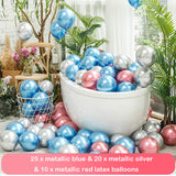 55pcs 12" Metallic Blue, Silver, Red Latex Balloon
