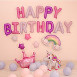 Rainbow Unicorn Birthday Balloon Set, Mylar Balloon